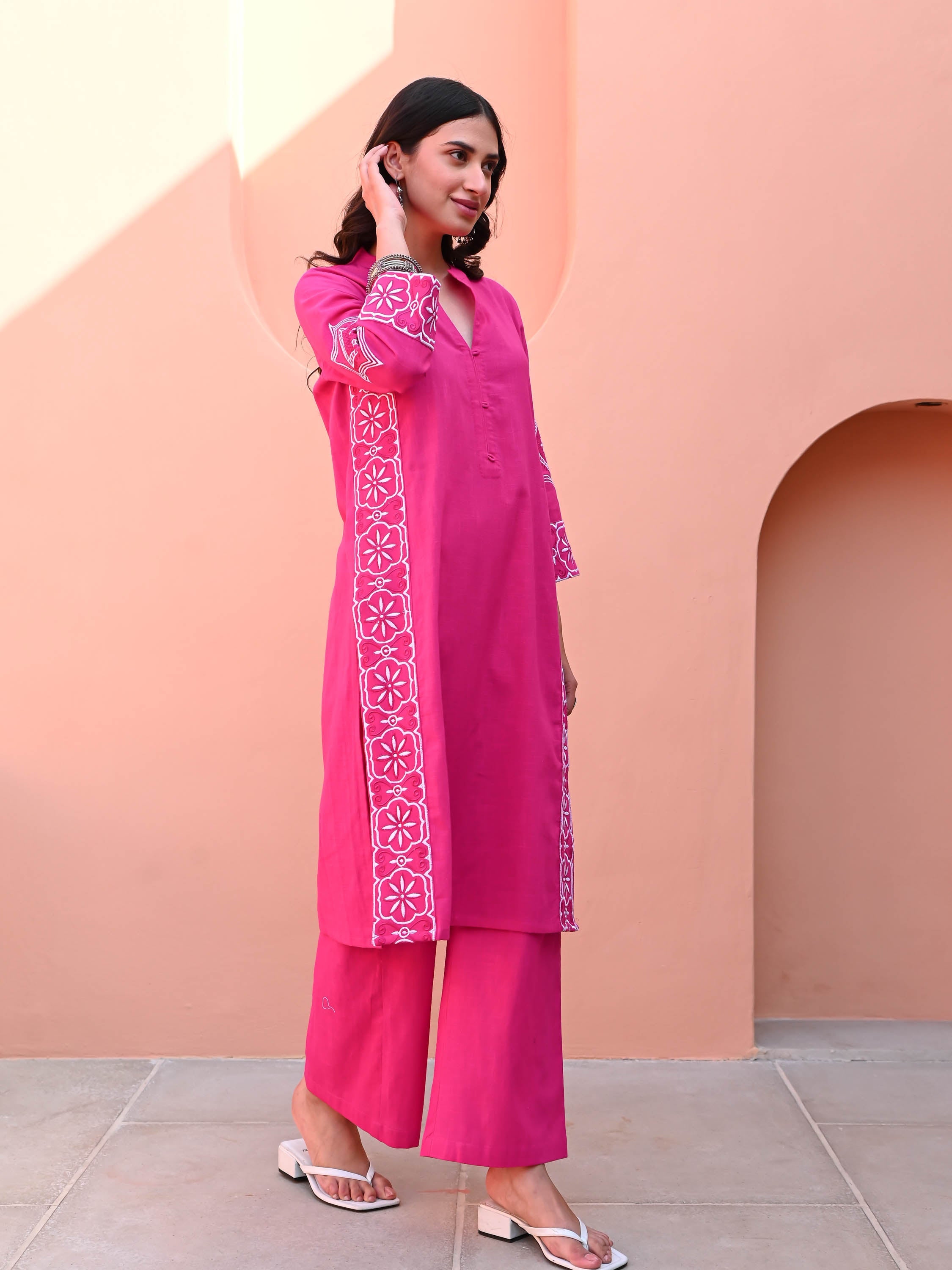 Aurora Pink Cotton Kurta Set