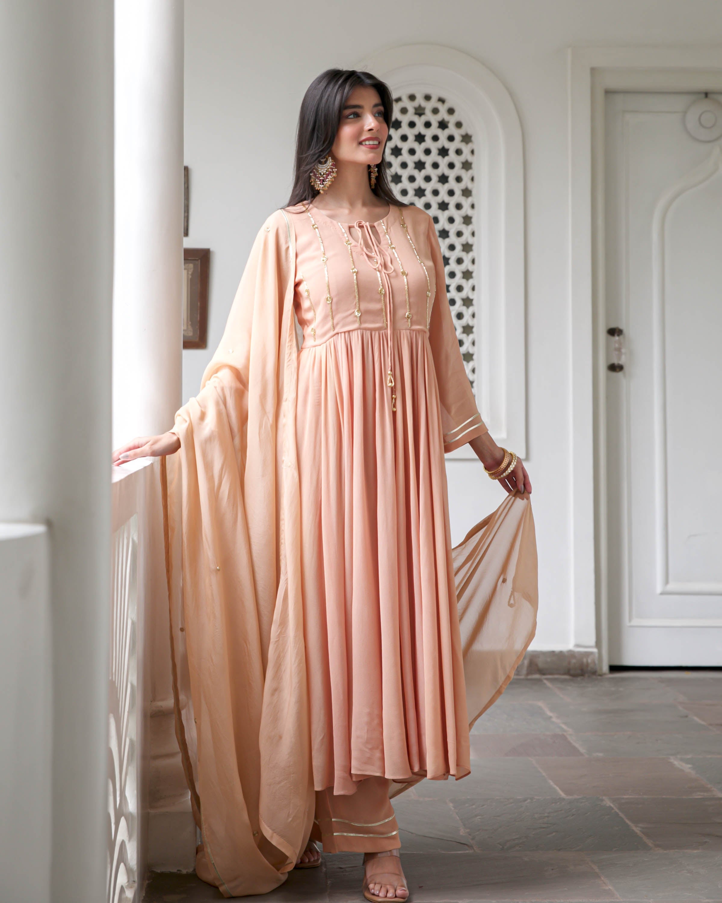 Peach Georgette Suit Set