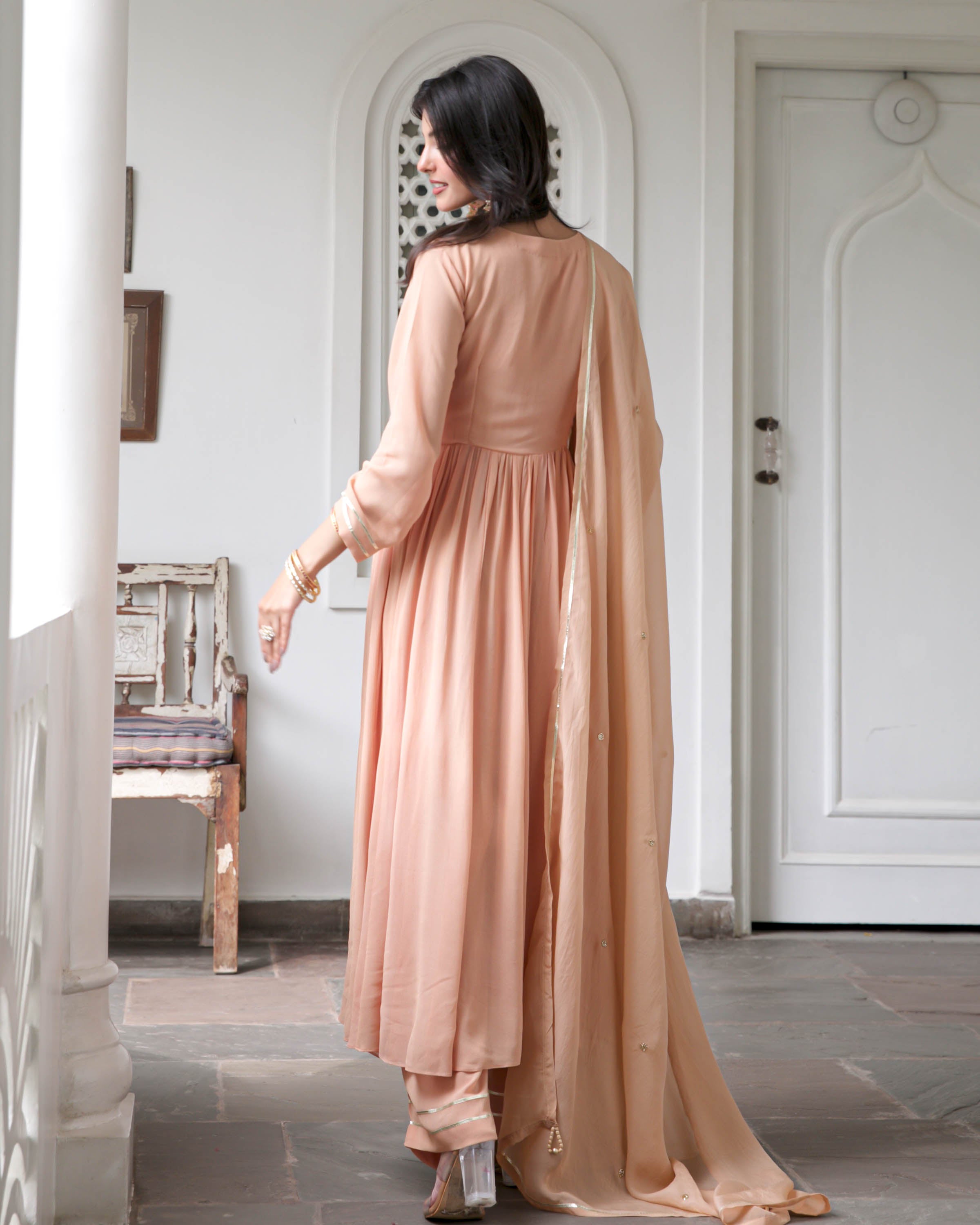 Peach Georgette Suit Set