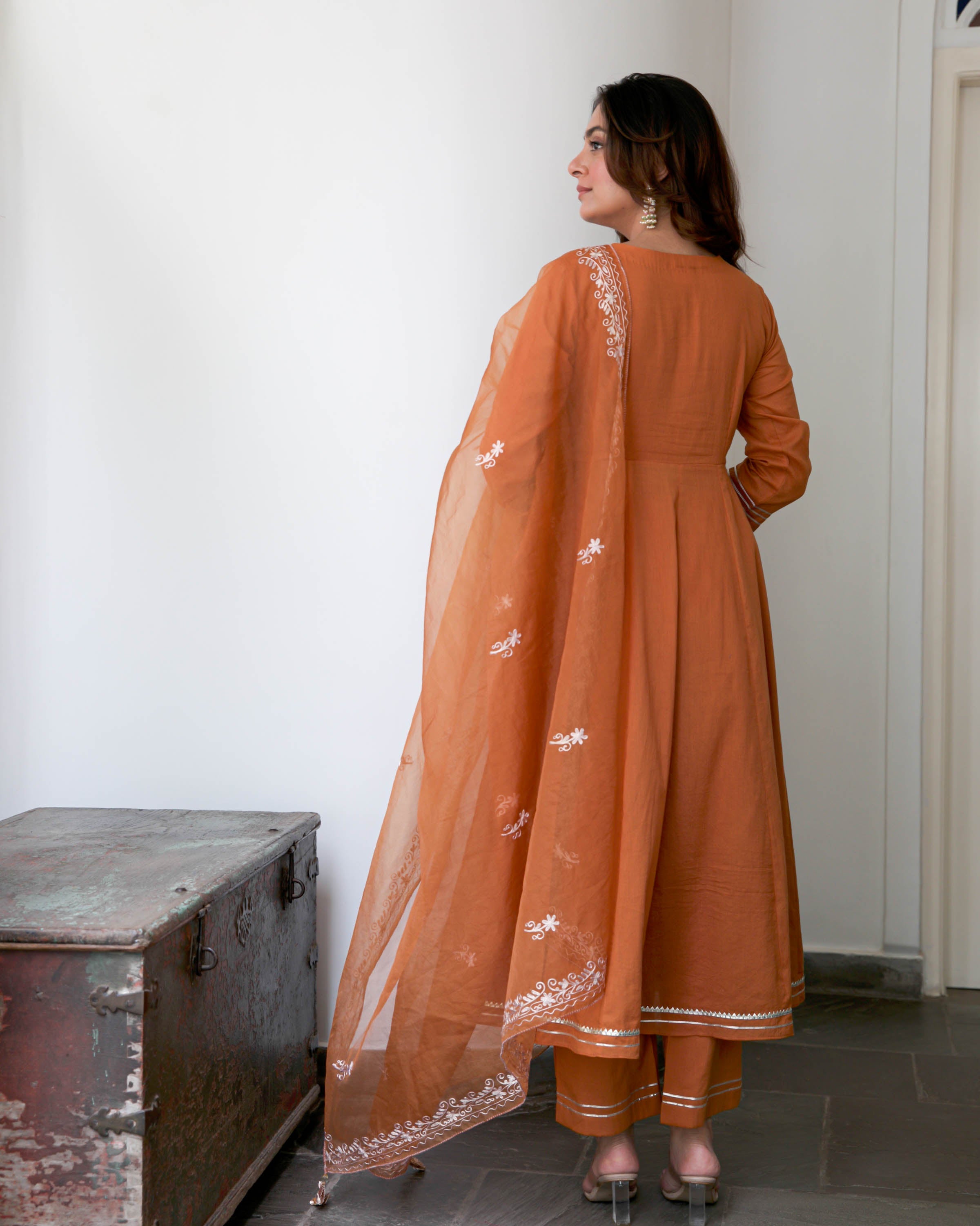 Rust Orange Cotton Suit Set