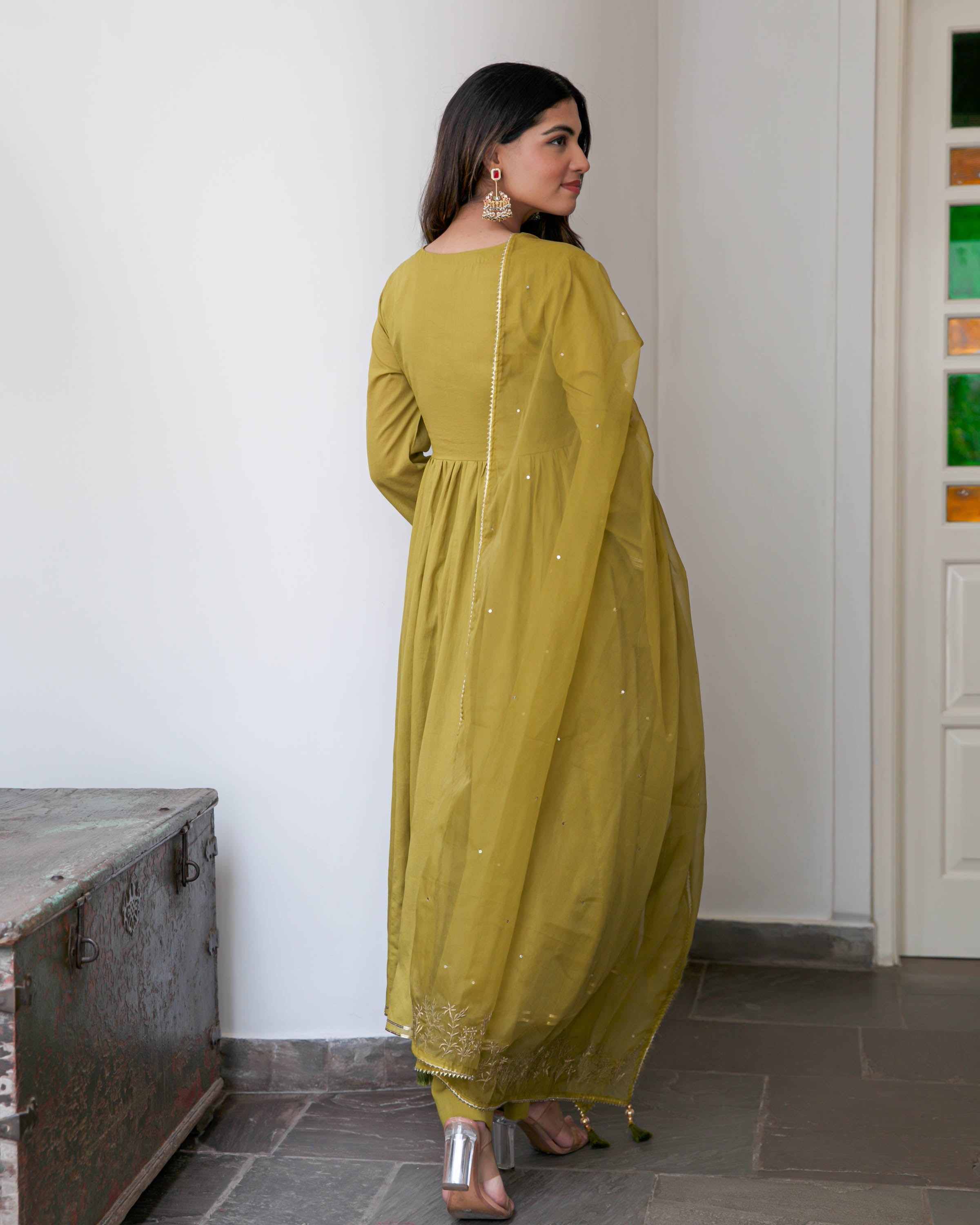 Olive Cotton Suit Set