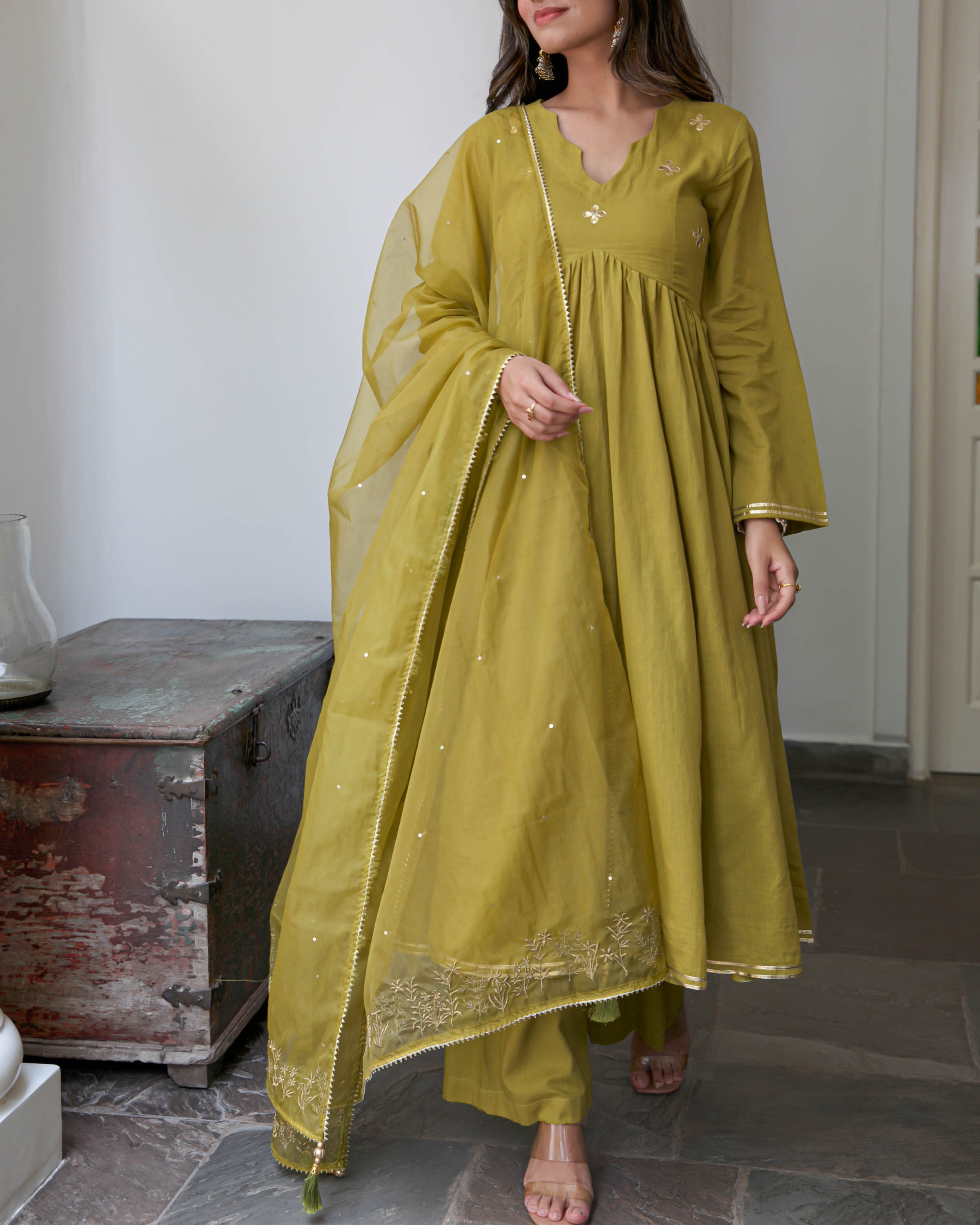 Olive Cotton Suit Set