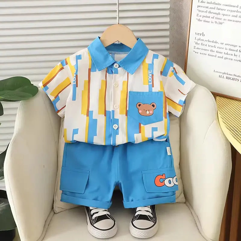 Boys Color-Block Shirt And Shorts