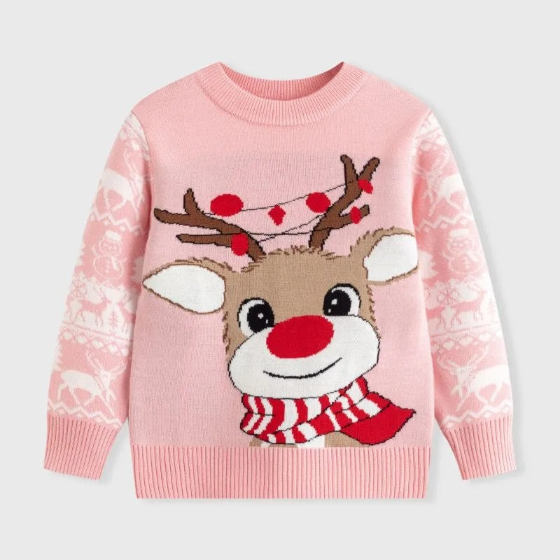 Charming Girls Cozy Reindeer Sweater
