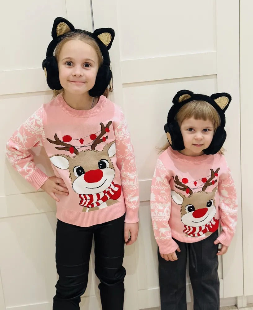 Charming Girls Cozy Reindeer Sweater
