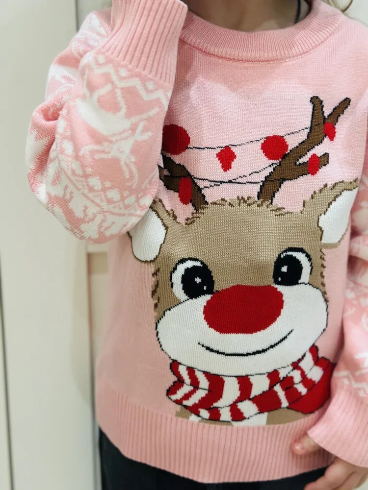 Charming Girls Cozy Reindeer Sweater