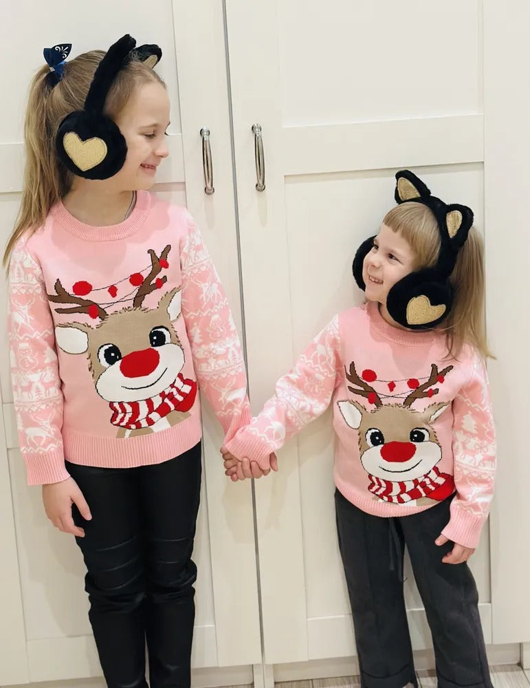 Charming Girls Cozy Reindeer Sweater