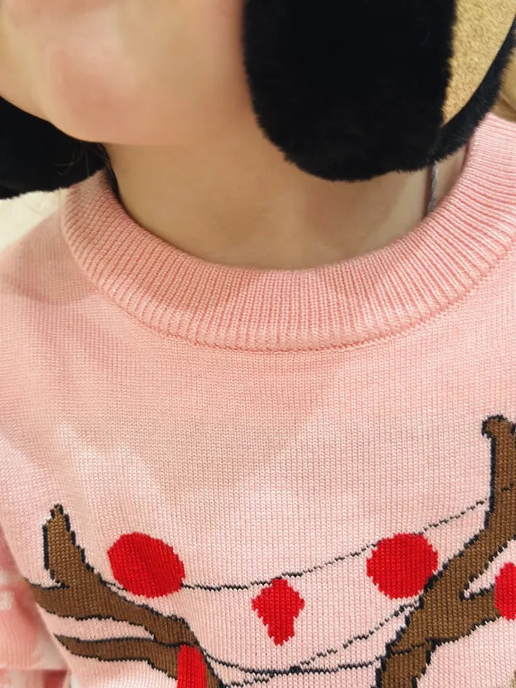 Charming Girls Cozy Reindeer Sweater