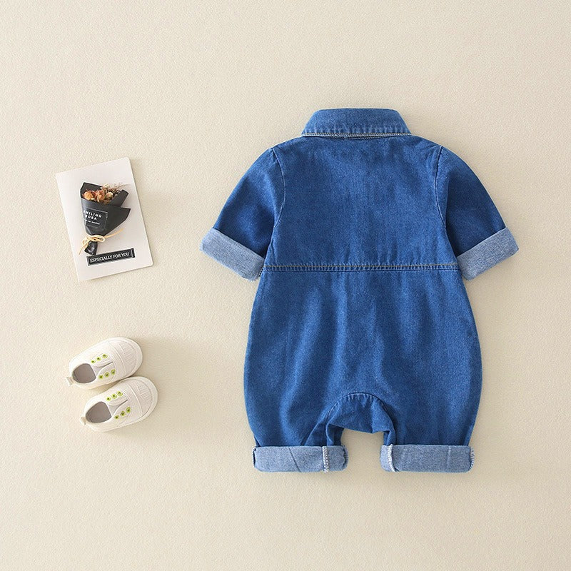 Classic Safari Baby Boys and Girls Denim Jumpsuit