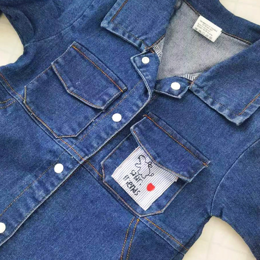 Classic Safari Baby Boys and Girls Denim Jumpsuit