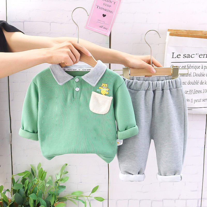 Classy Collared T-shirt and Pant Boys Set