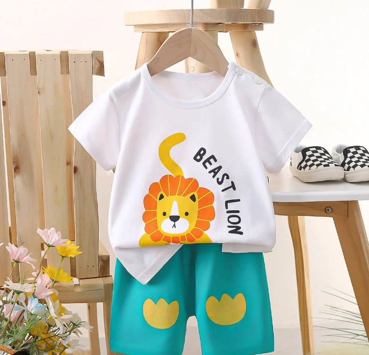 Comfy Boys Tshirt and Shorts Set- Lion Roar