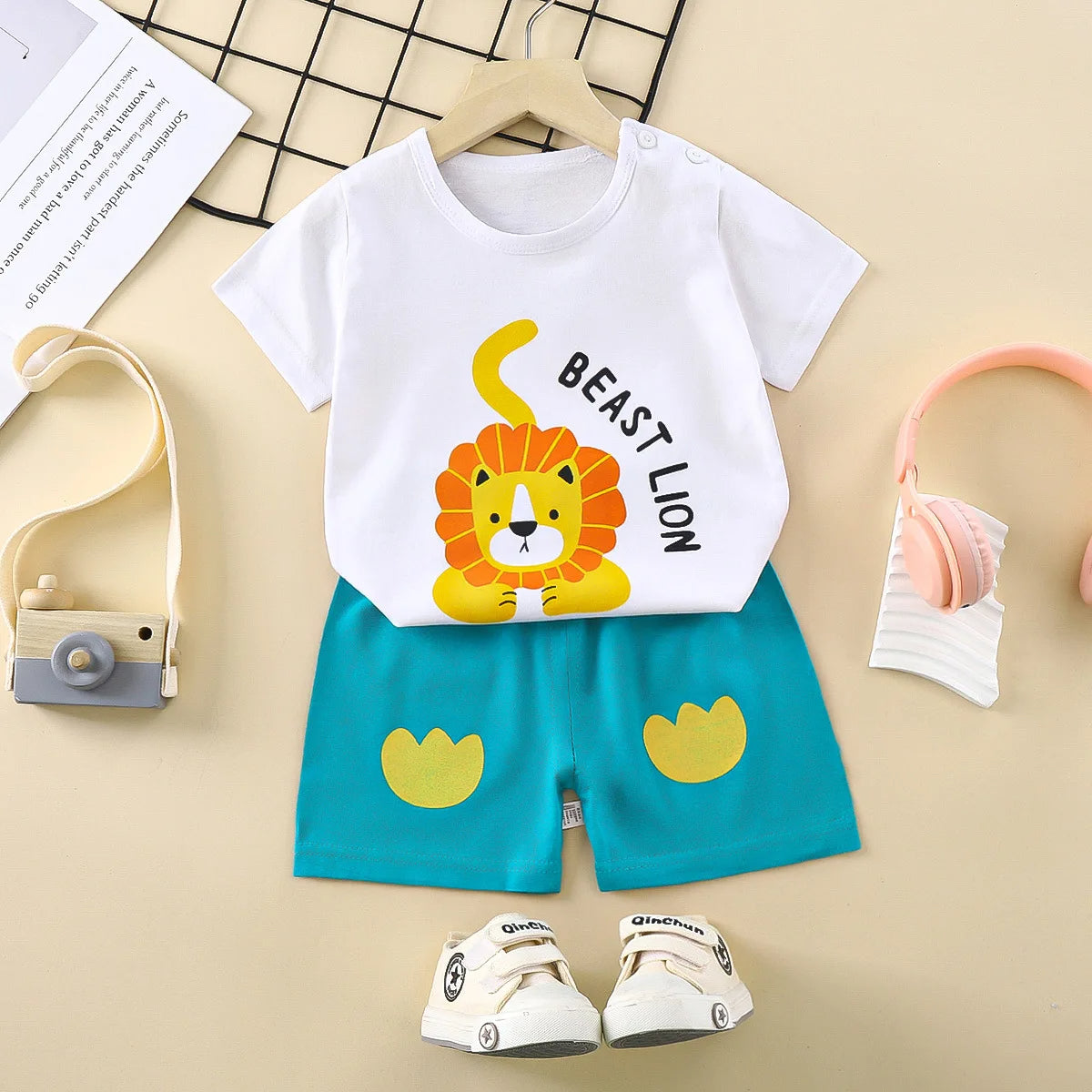 Comfy Boys Tshirt and Shorts Set- Lion Roar