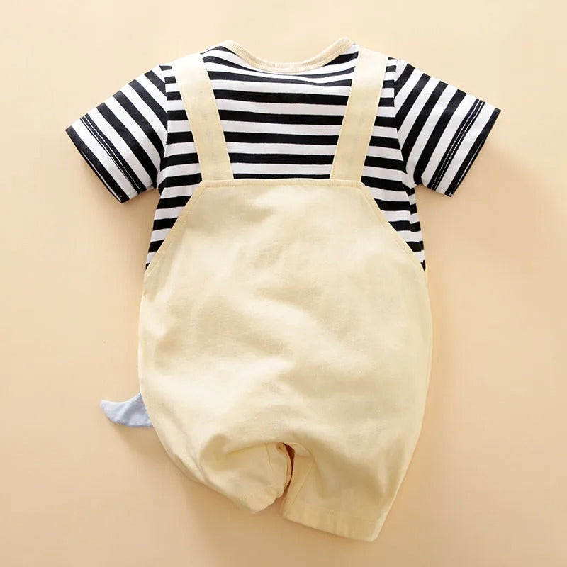 Contrast Dino Baby Boys Girls Romper