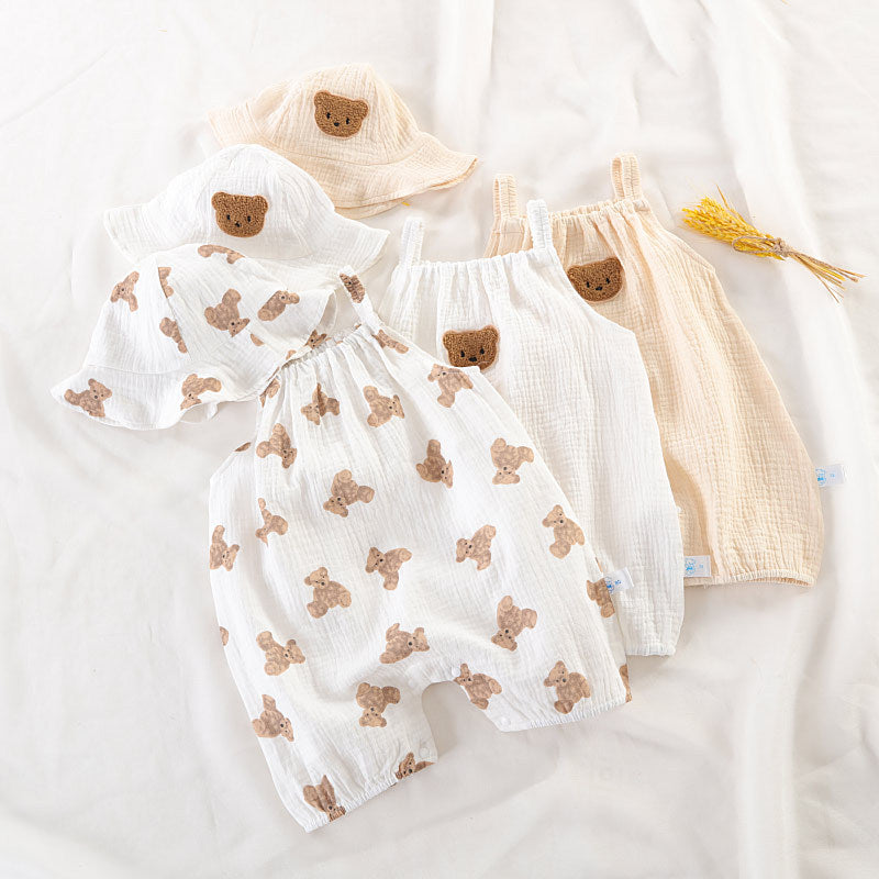 Cotton Gauze Newborn Girls Jumpsuit