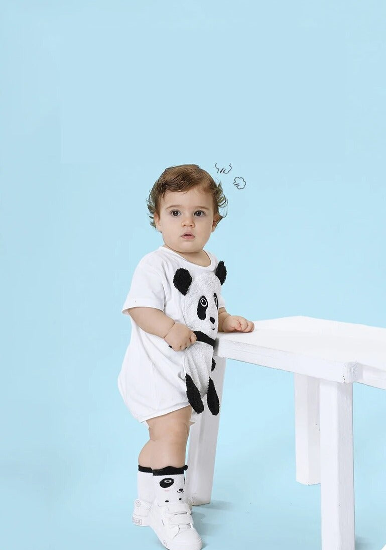 Cute Panda Hugged Boys Girls Romper
