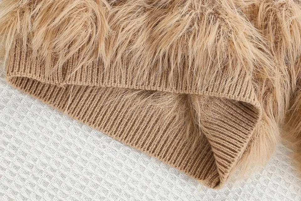 Girls Knitted Winter Co-ord Set with Faux Fur Detailing