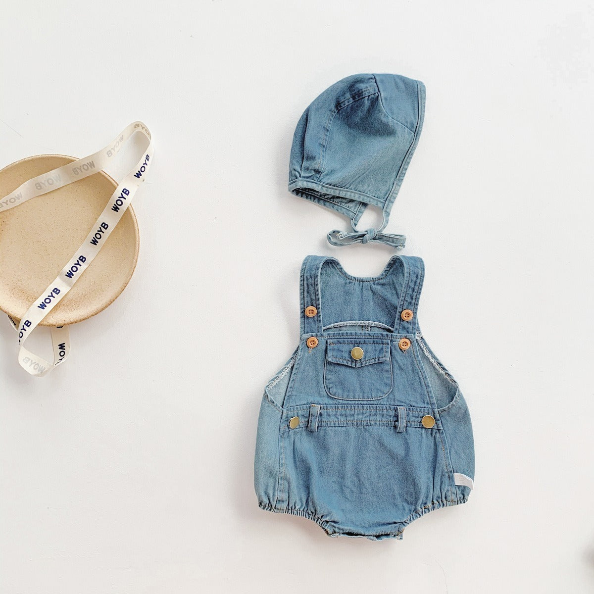 Denim Baby Boys and Girls Romper with Cap