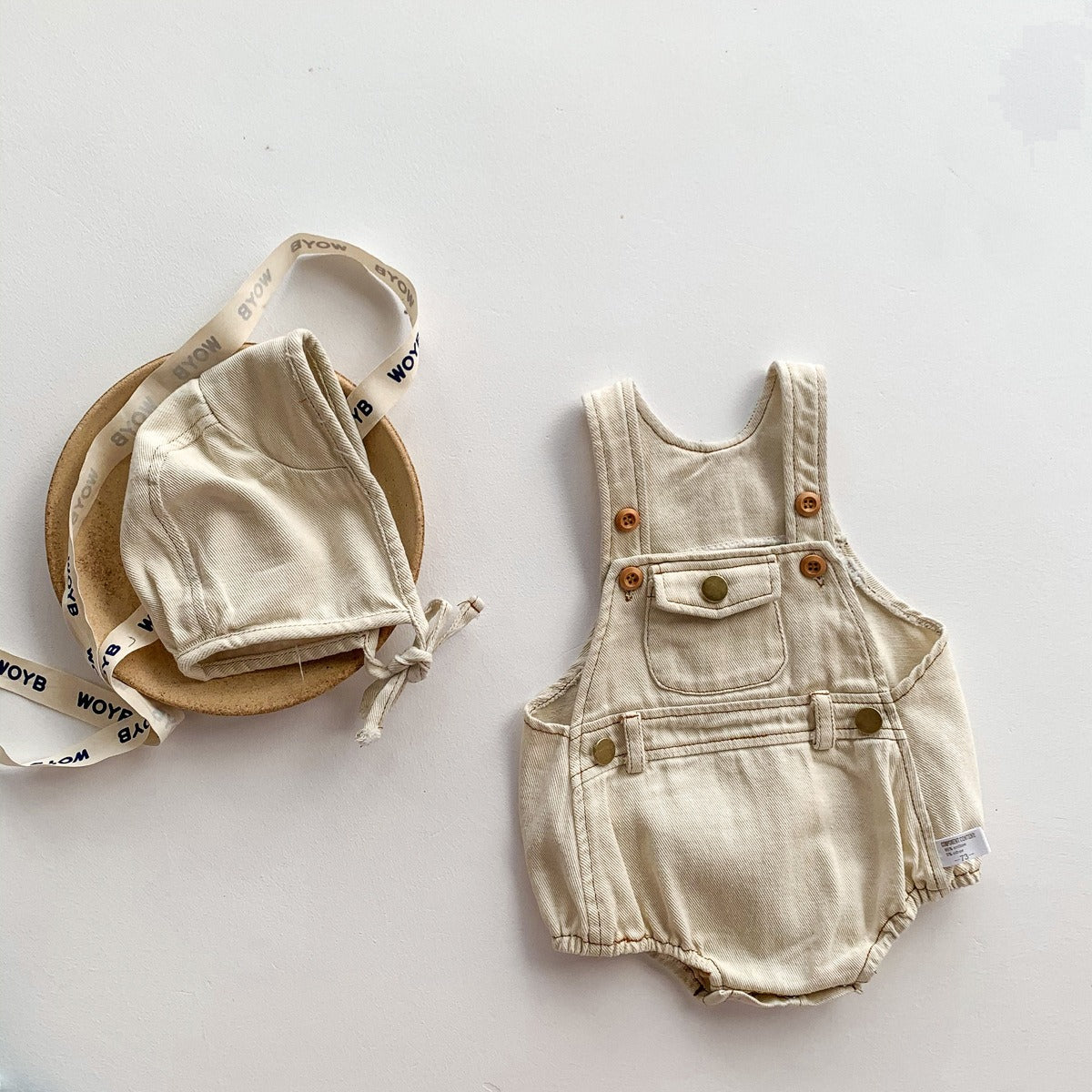 Denim Baby Boys and Girls Romper with Cap