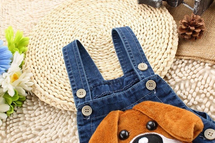 Denim Cute 3D Dog Boys and Girls Jumpsuit