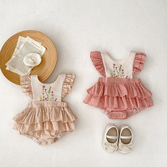 Elina Soft Ruffle Baby Girls Romper Dress