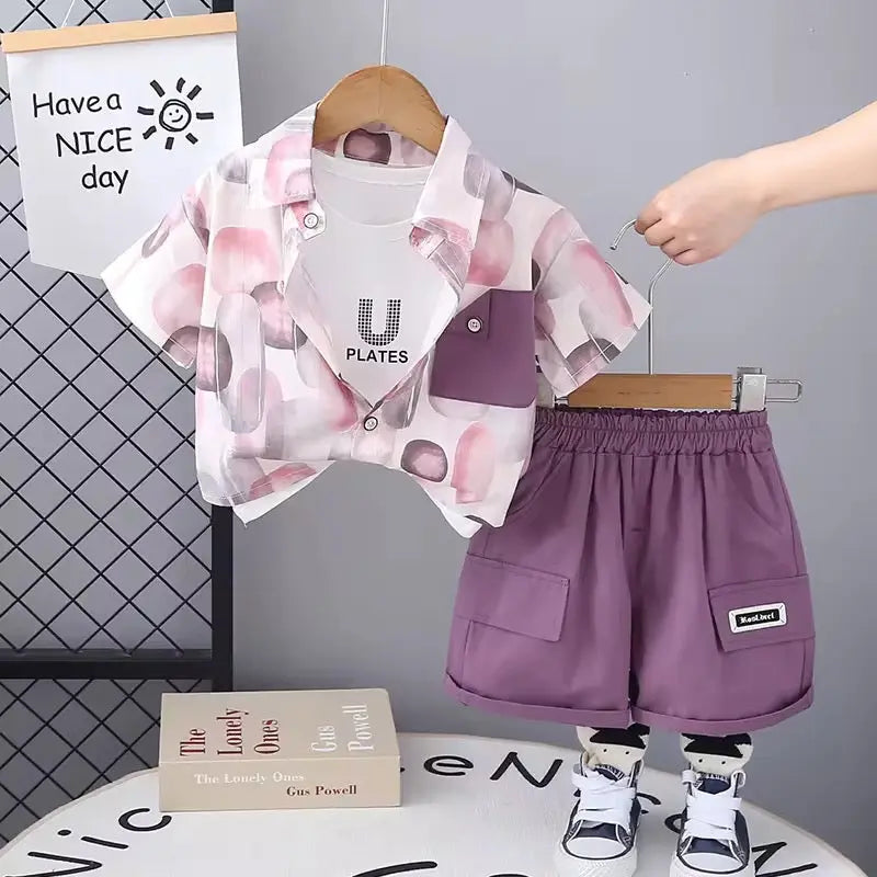 Boys Block Print 3 Pcs Set