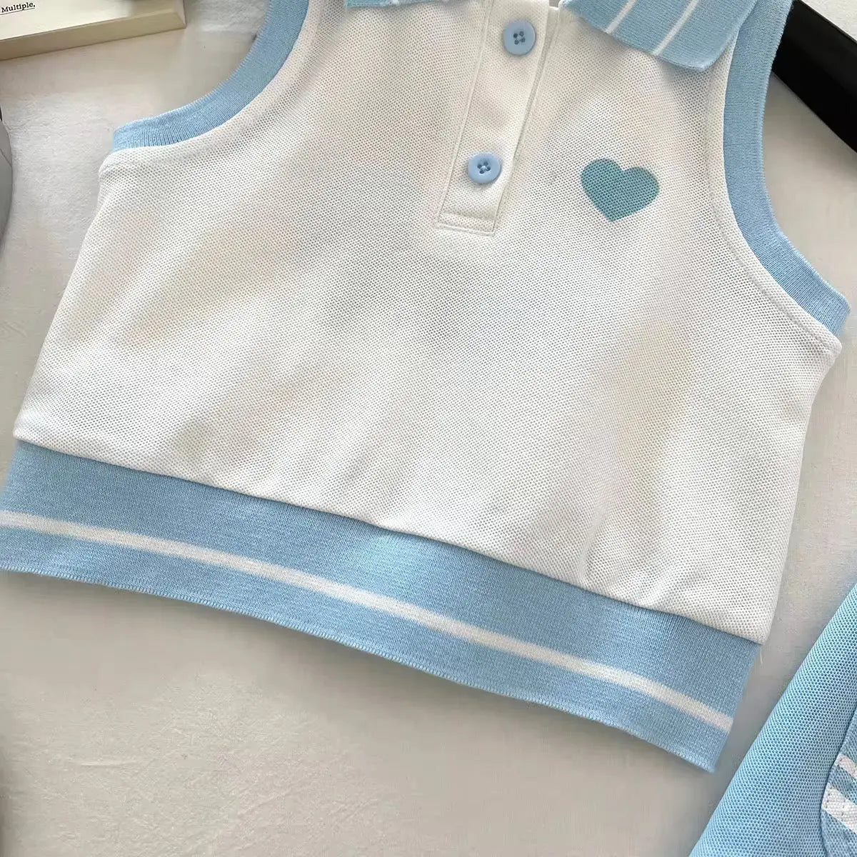 Girls Sleeveless Polo Top With Skirt 2 Pcs Set