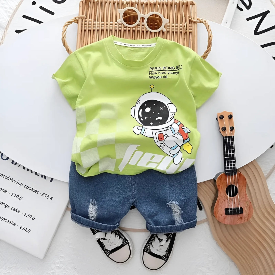 Flying Astronaut Boys T-shirt and Denim Set