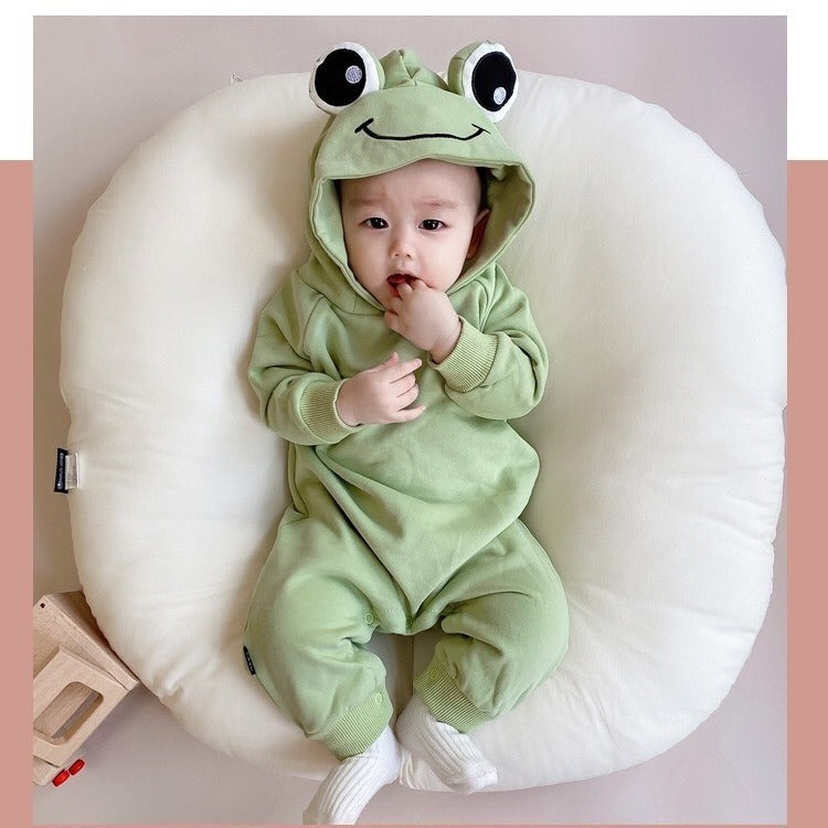Frog Eyes Hooded Baby Boy and Girl Onesie