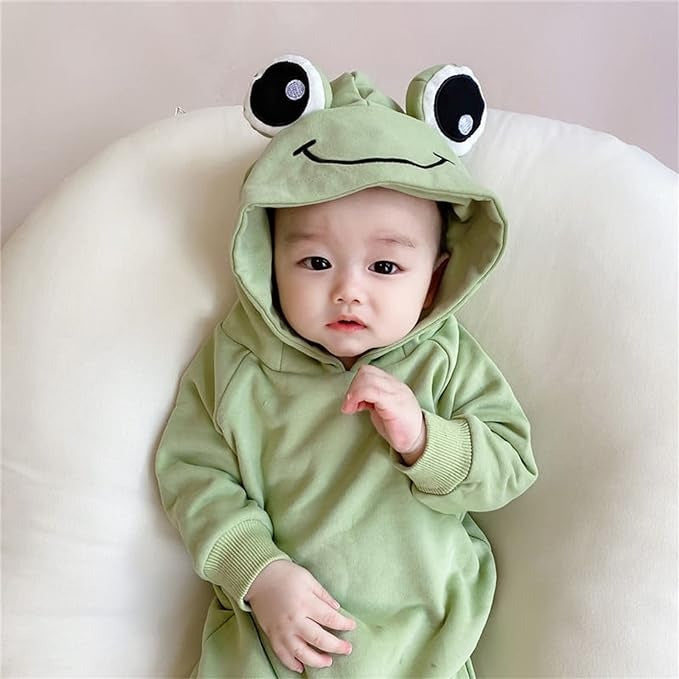 Frog Eyes Hooded Baby Boy and Girl Onesie