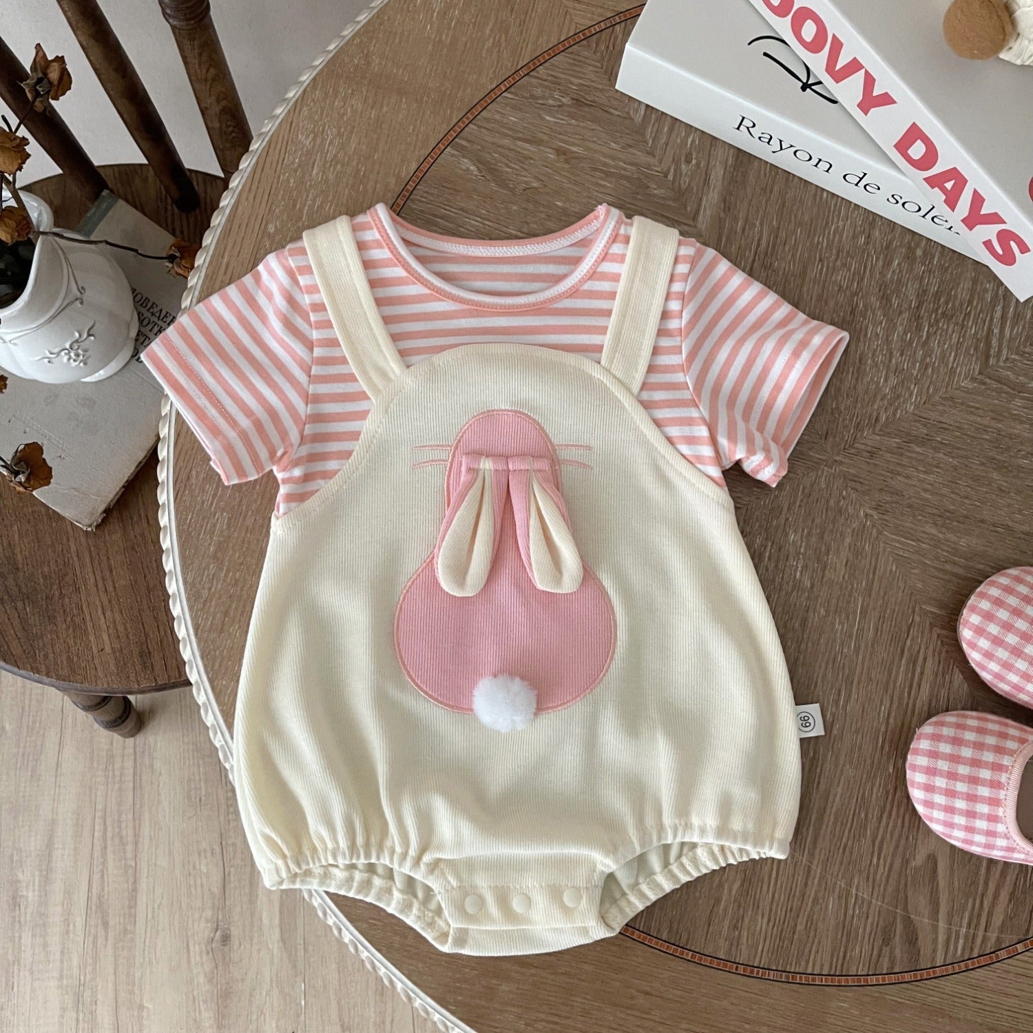 Gia Bunny Ears and Tail Baby Girls Romper