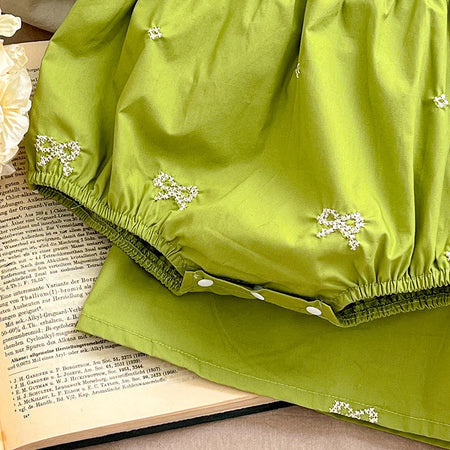 Green Aesthetic Baby Girl Balloon Romper