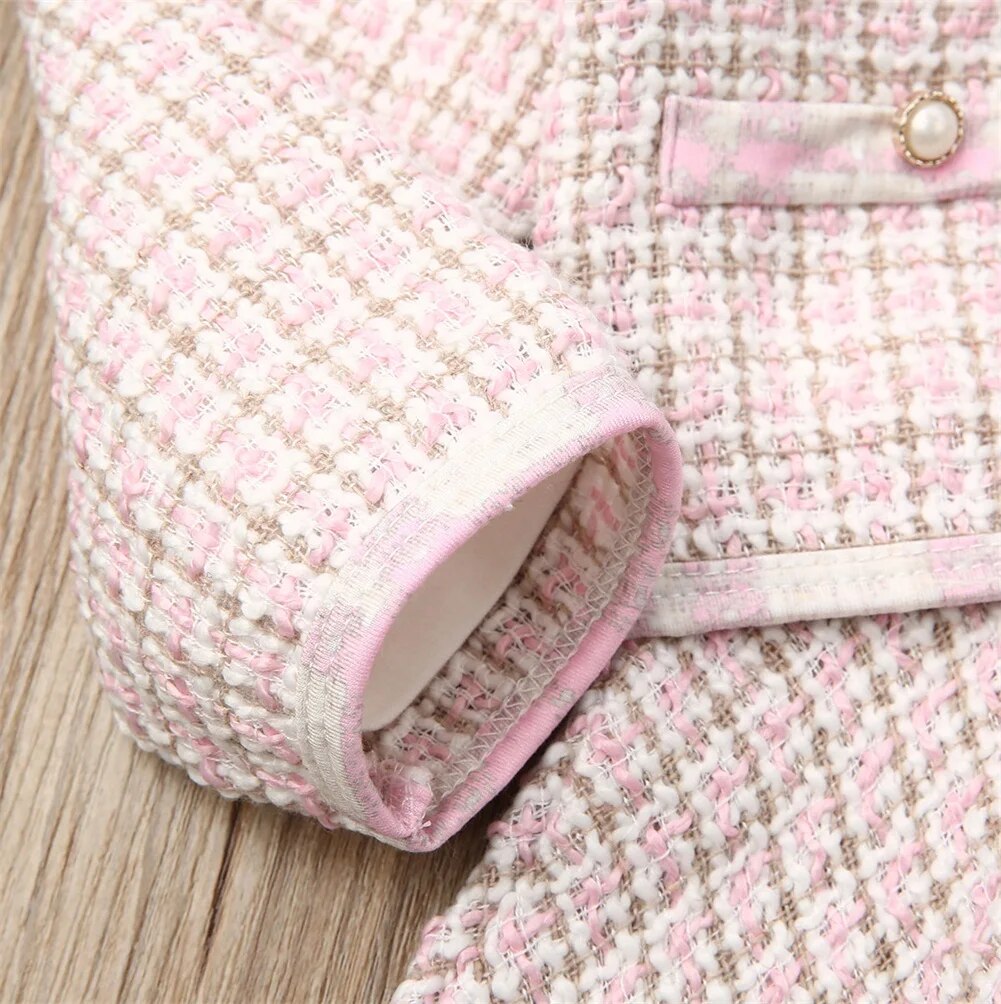 Pink Fall Plaid Dress with Jacket