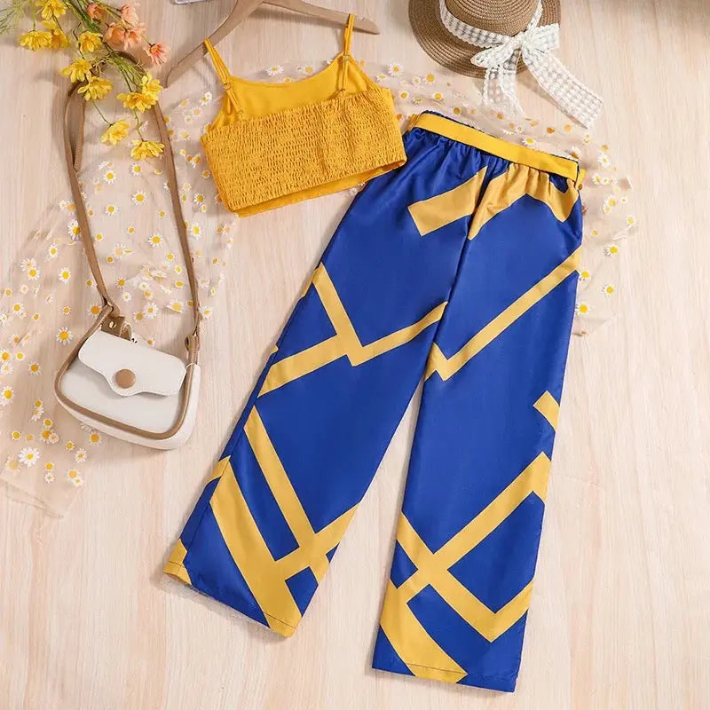 Girls Crop Top And Plazzo 2 Pcs Set