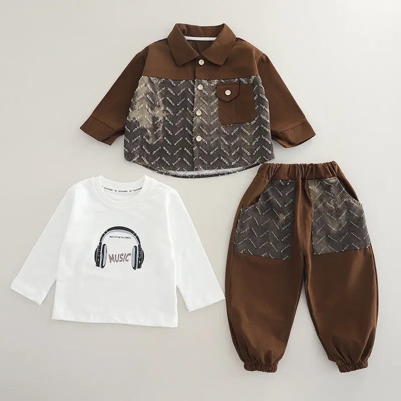 Boys 3 Piece Designer Brown Set
