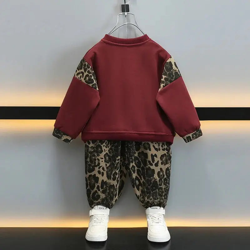 Boys Red Sweatshirt And Jogger 2 Pcs Set