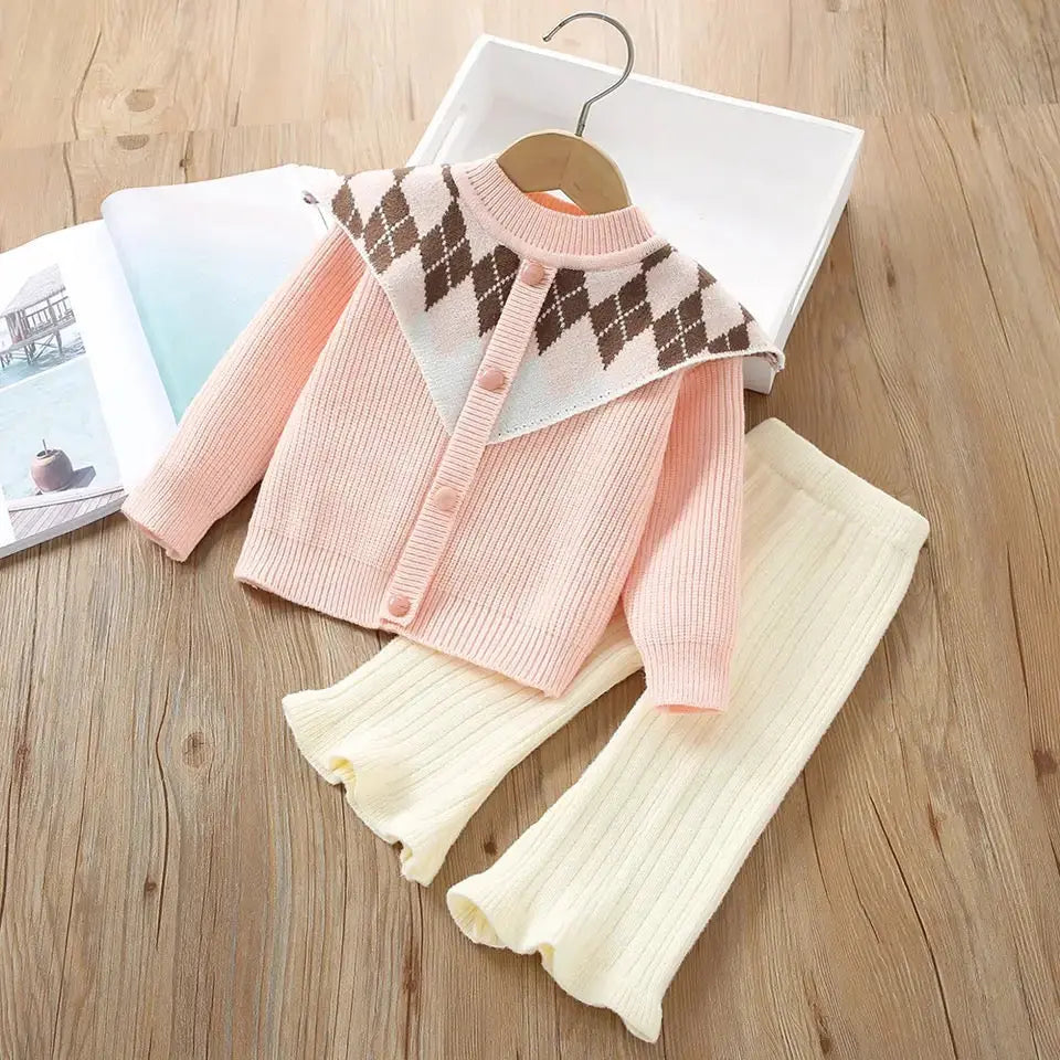 Girls Spread Collar Designer Top And Palazzo 2 Pcs Set