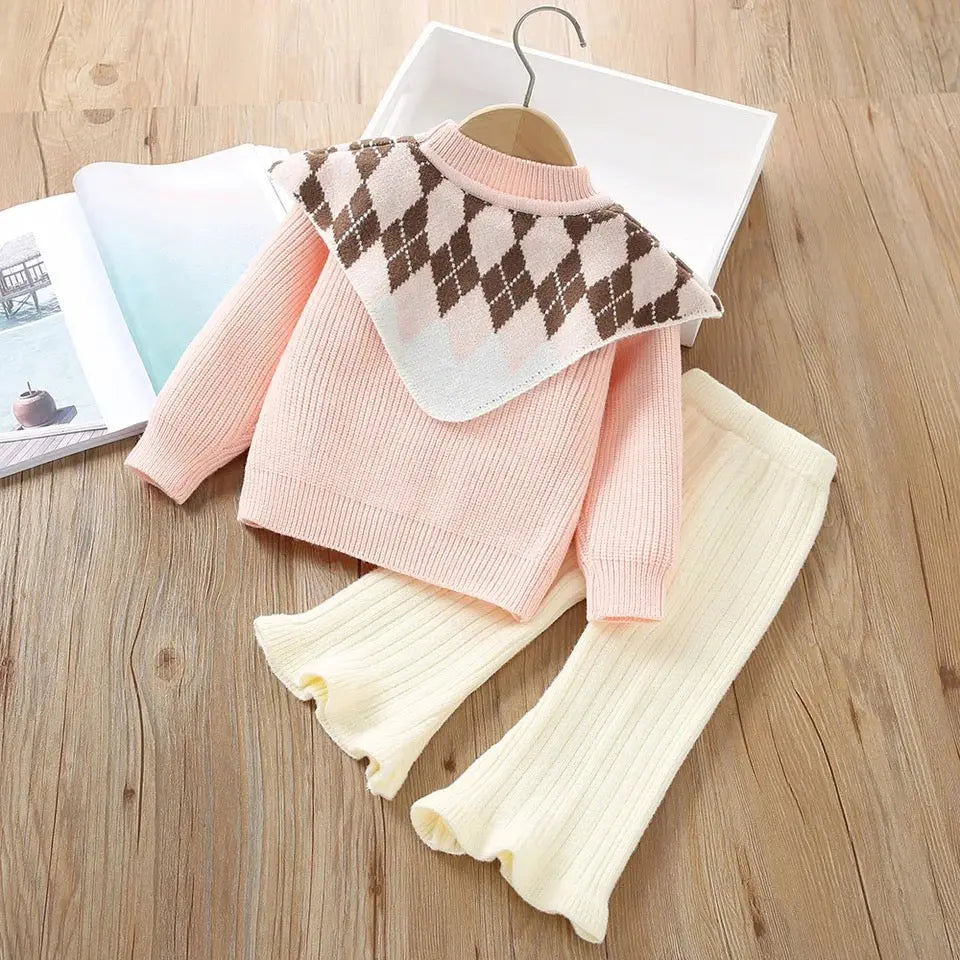 Girls Spread Collar Designer Top And Palazzo 2 Pcs Set