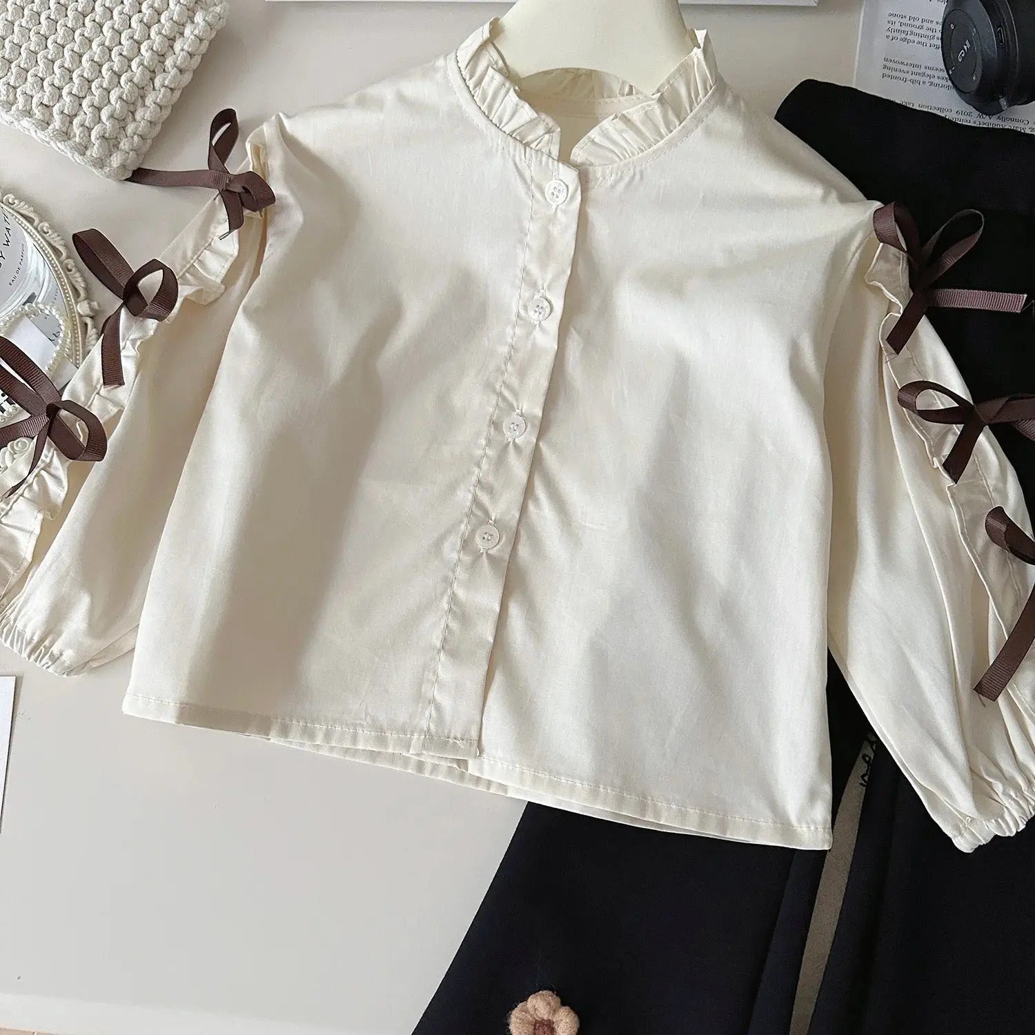 Girls Red Sweater With Designer Shirt And Pants 3 Pcs Set