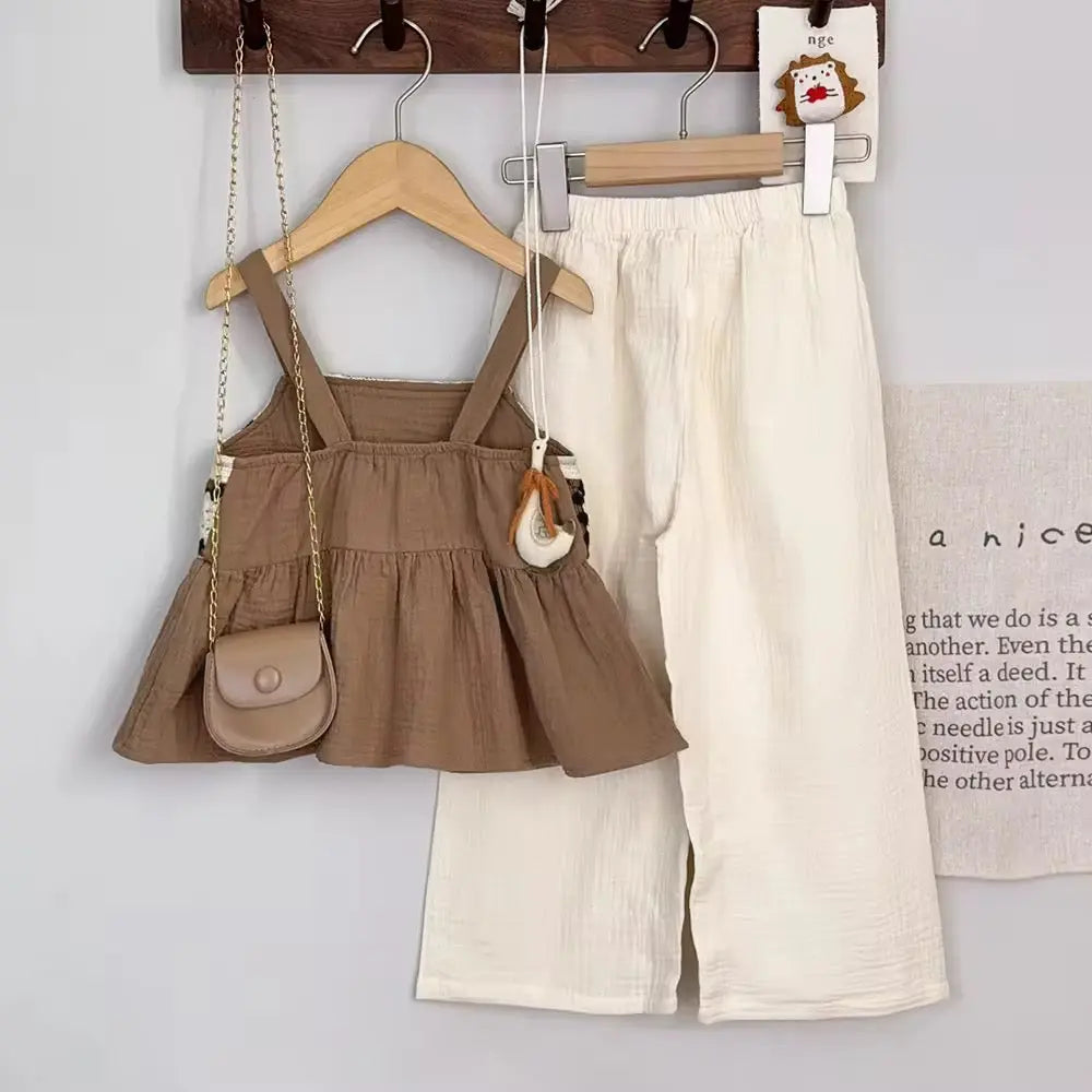 Girls Boho-Bloom Crochet Top And Pant Set