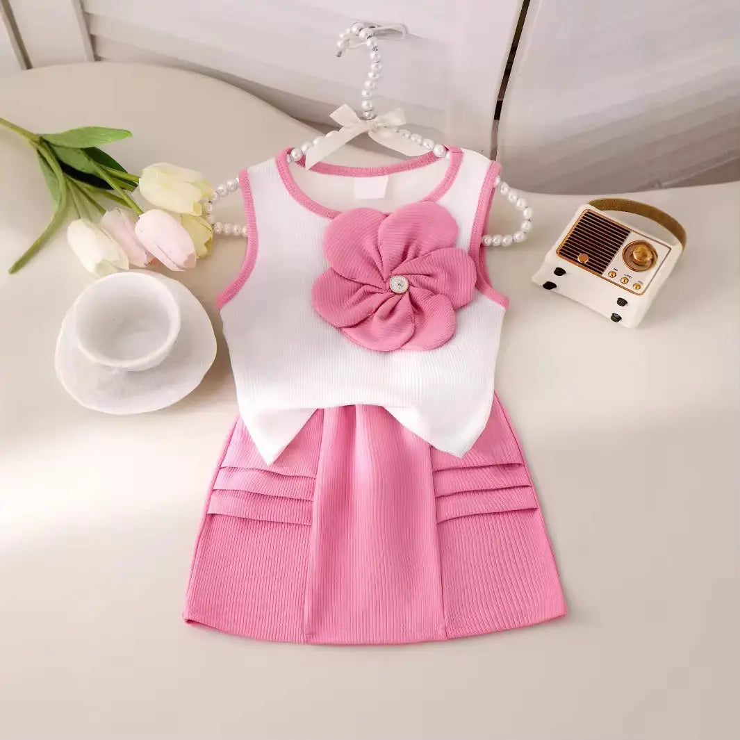 Girls White And Pink Summer Set