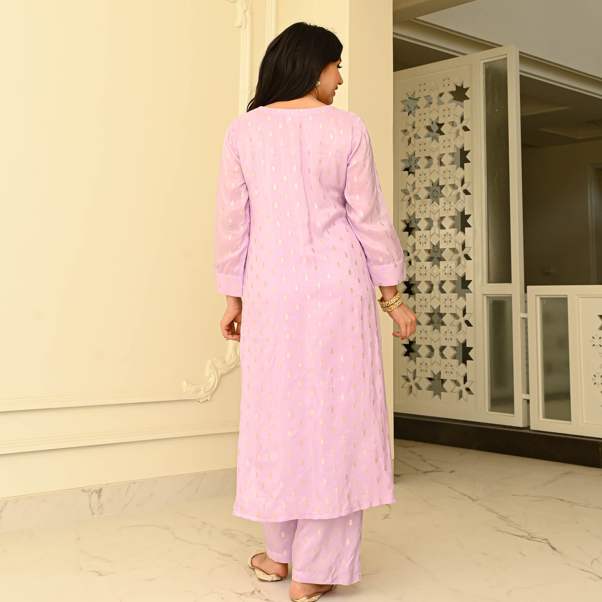 Bunaai Lilac Silk Coord Set