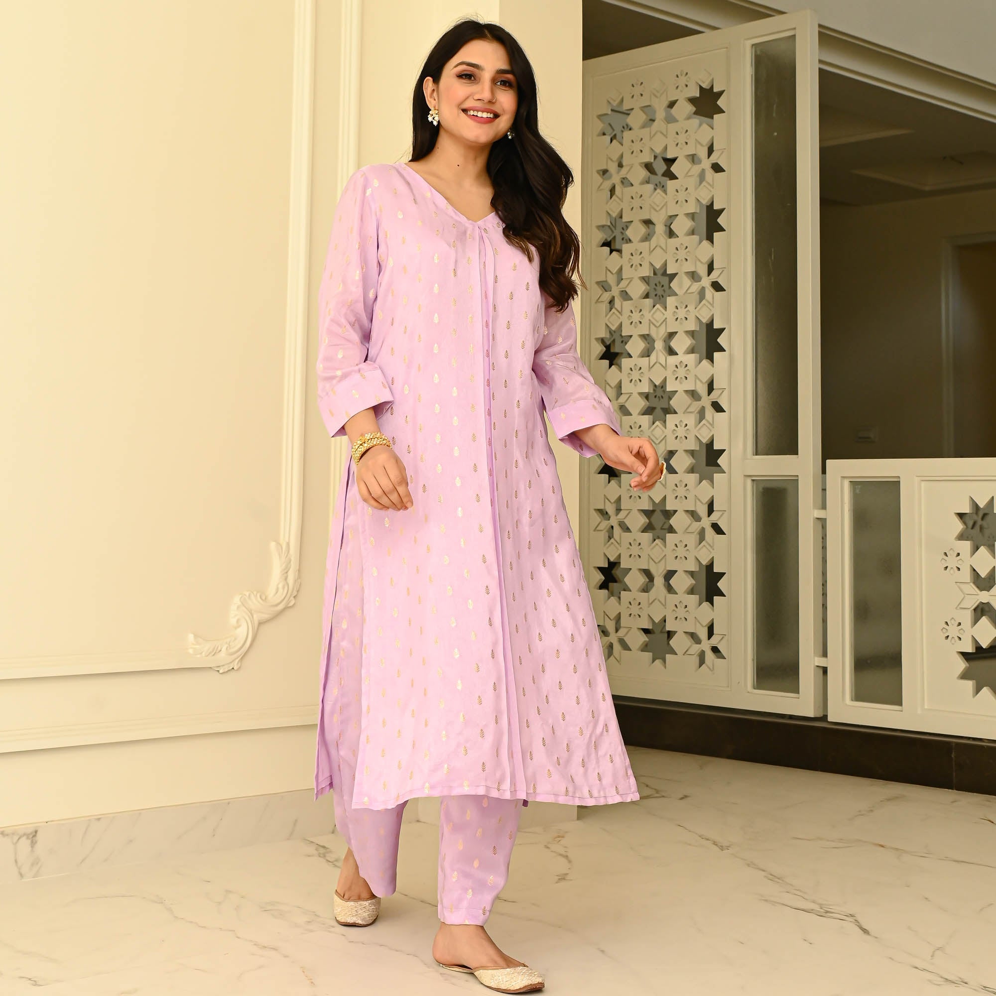 Bunaai Lilac Silk Coord Set