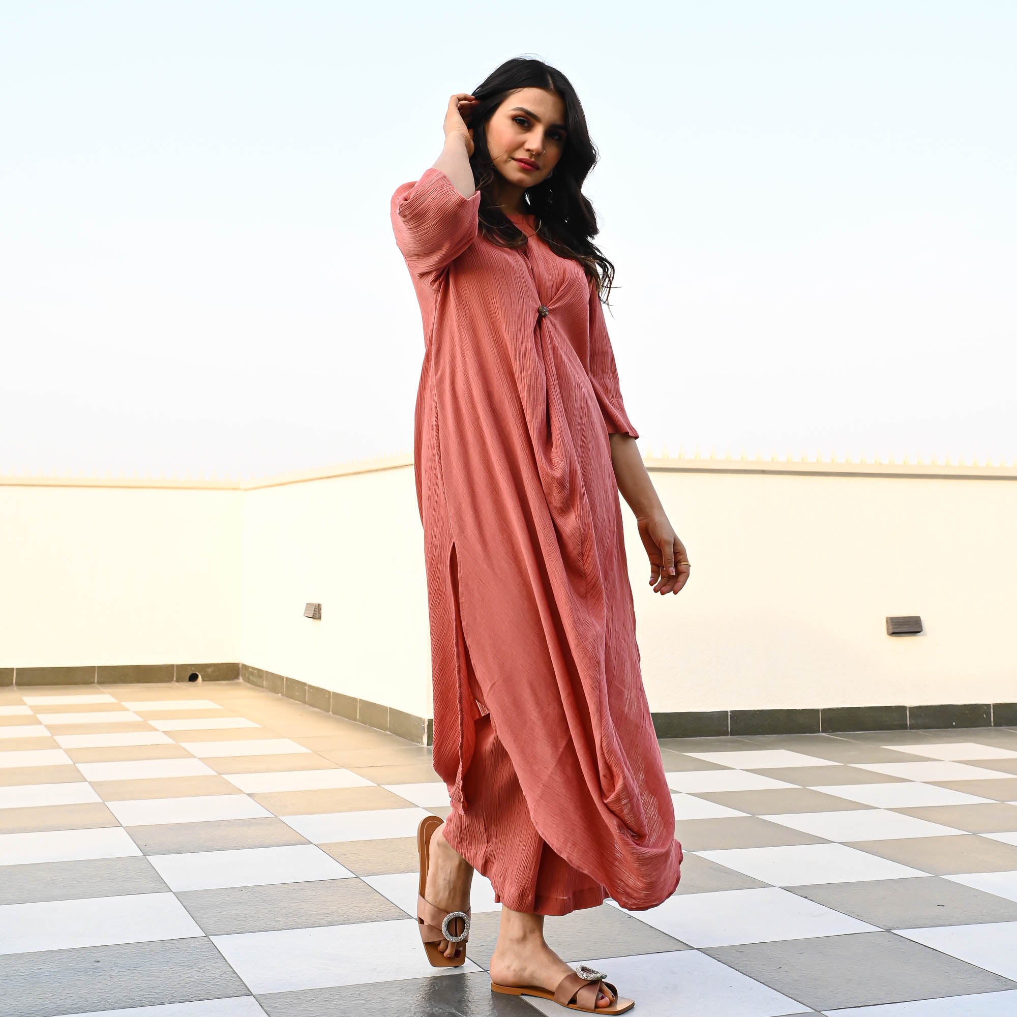 Bunaai Rust Crushed Cotton Coord Set