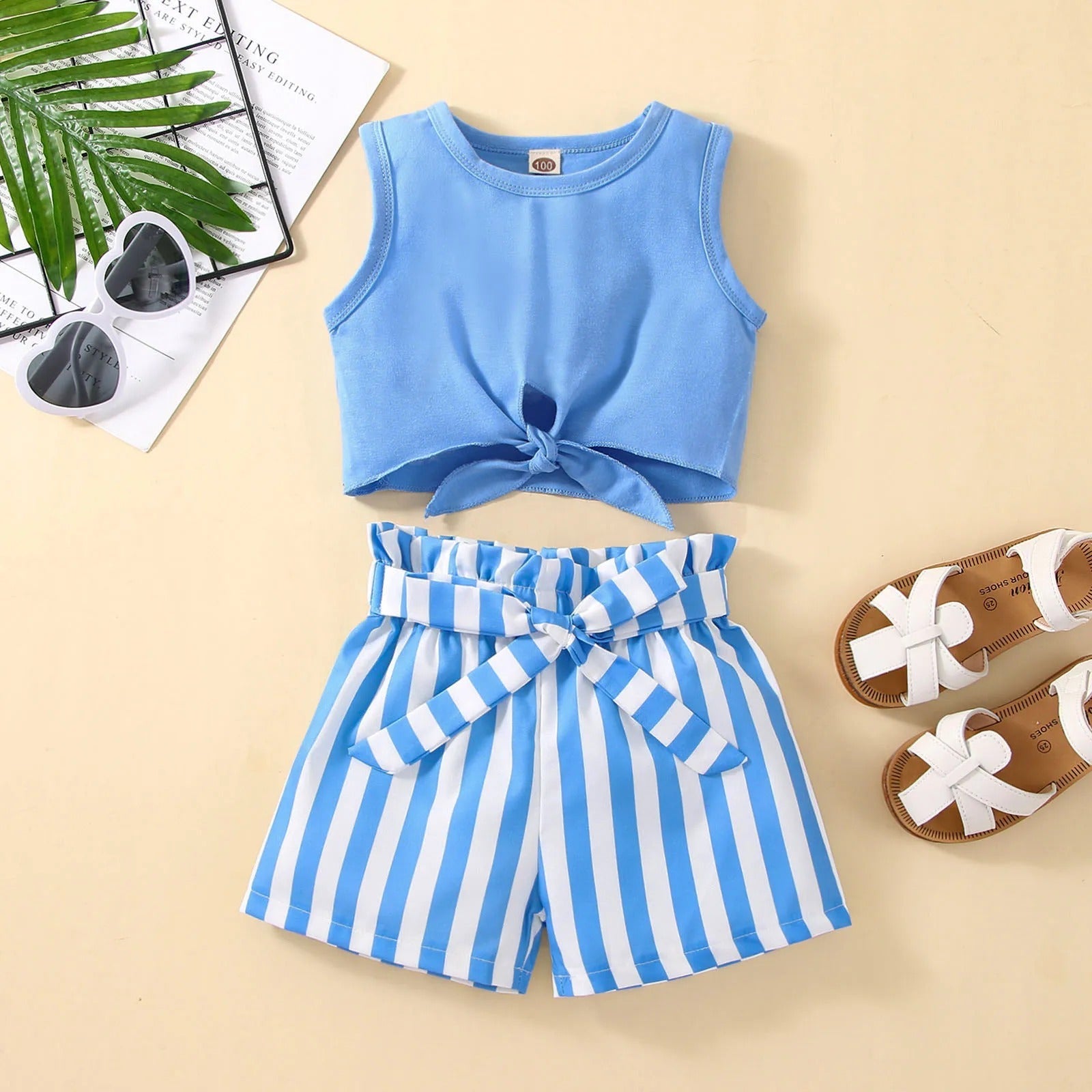 Knotty Stripes Girls Duo Set