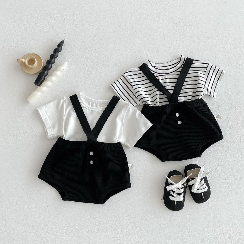 Mini Classic Suspender Boys Romper Set