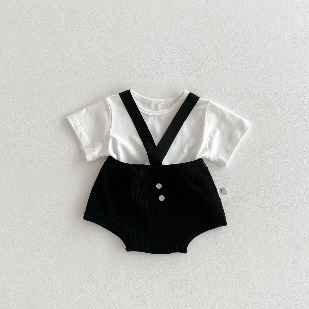 Mini Classic Suspender Boys Romper Set