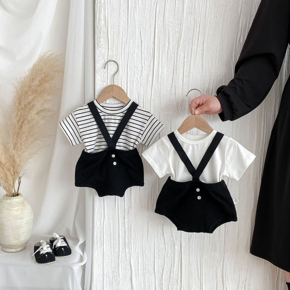 Mini Classic Suspender Boys Romper Set
