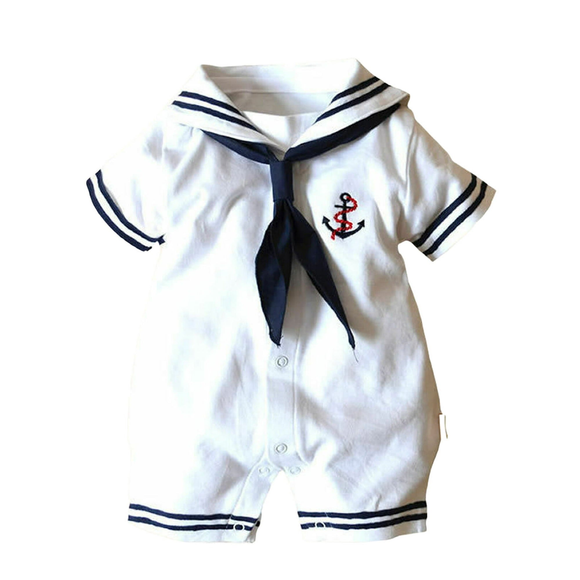 Navy Baby Girls and Boys Sailor Romper