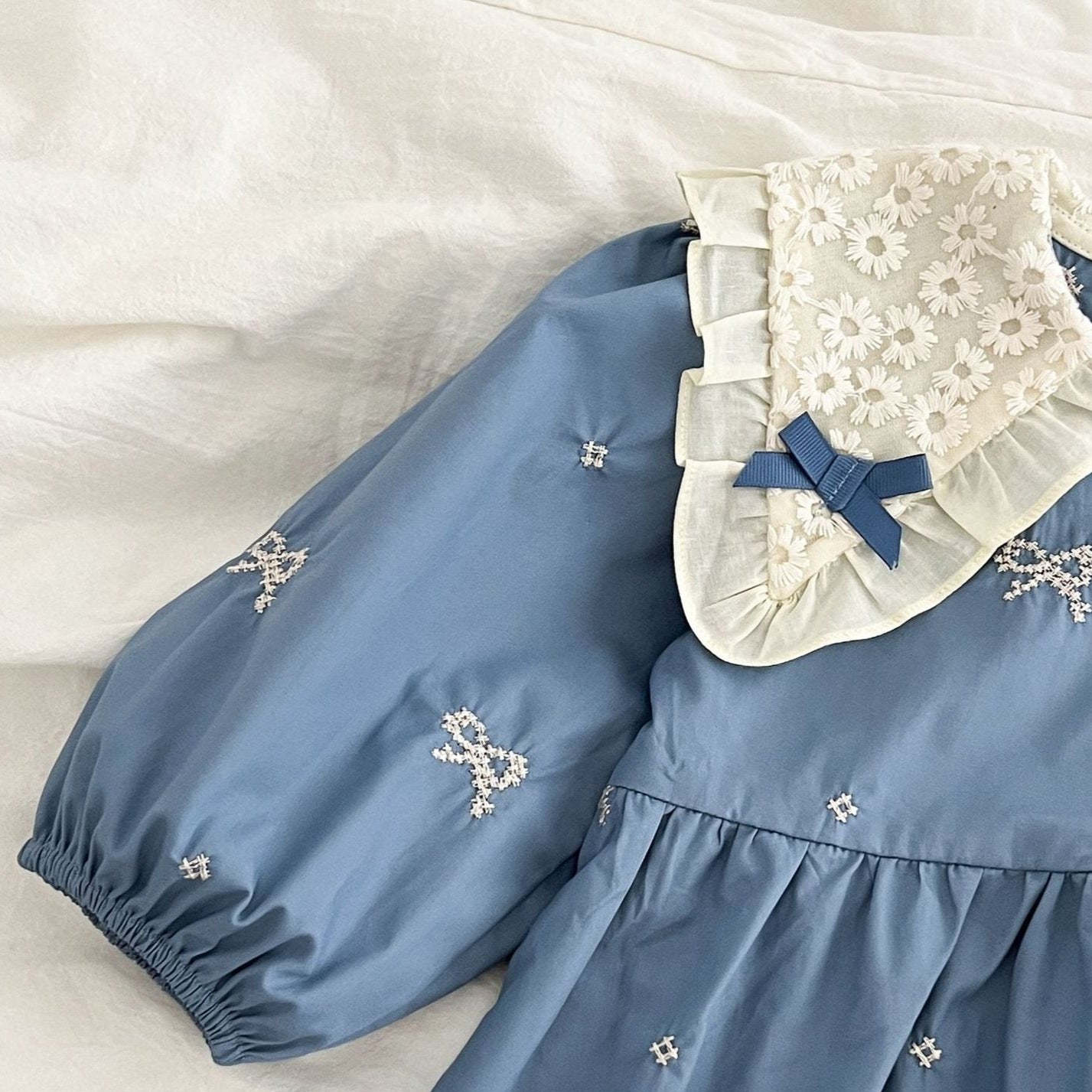 Ice Blue Aesthetic Baby Girls Balloon Romper